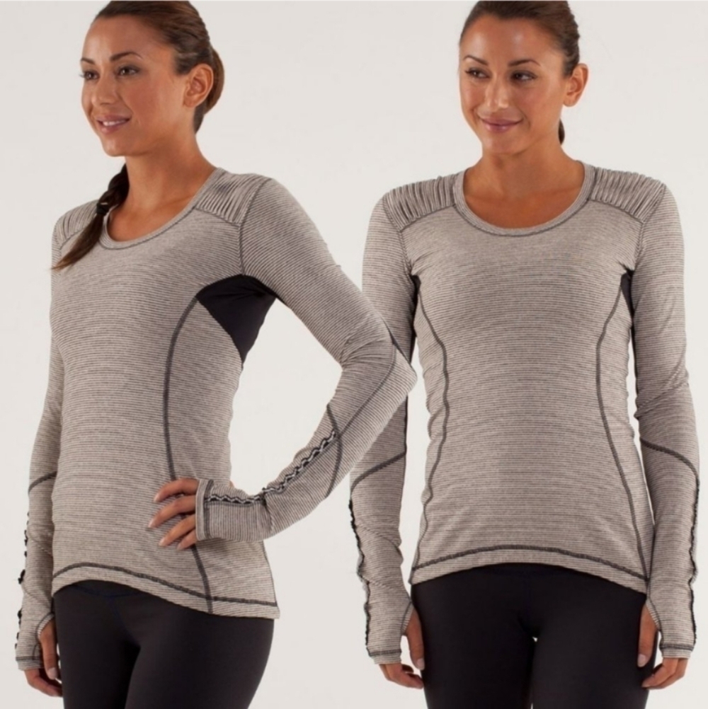 Lululemon Rulu Star Runner Tonka Stripe Top shirt Size 6 T3